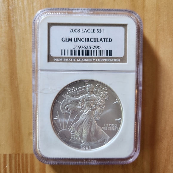 2008 American Eagle Silver Dollar .999 Fine NGC Gem Circulated - Picture 1 of 2